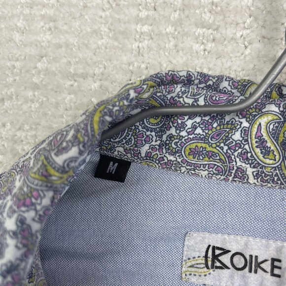 Koike Barcelona Men M Psychedelic Paisley AOP Button Down Shirt Elbow Patch - Picture 7 of 16